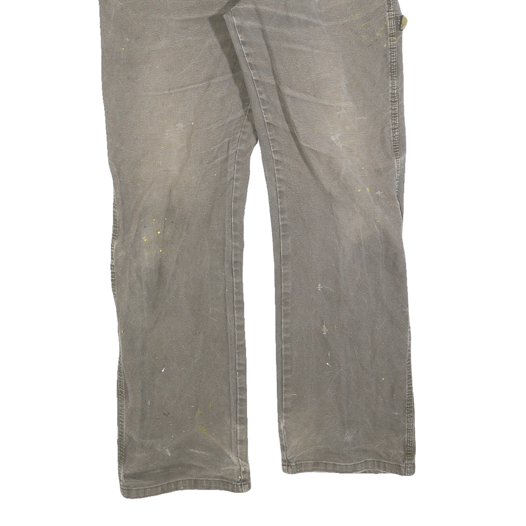 DICKIES Mens Regular Fit Jeans Brown Cotton Blend W34 L32 Workwear Utility Zip