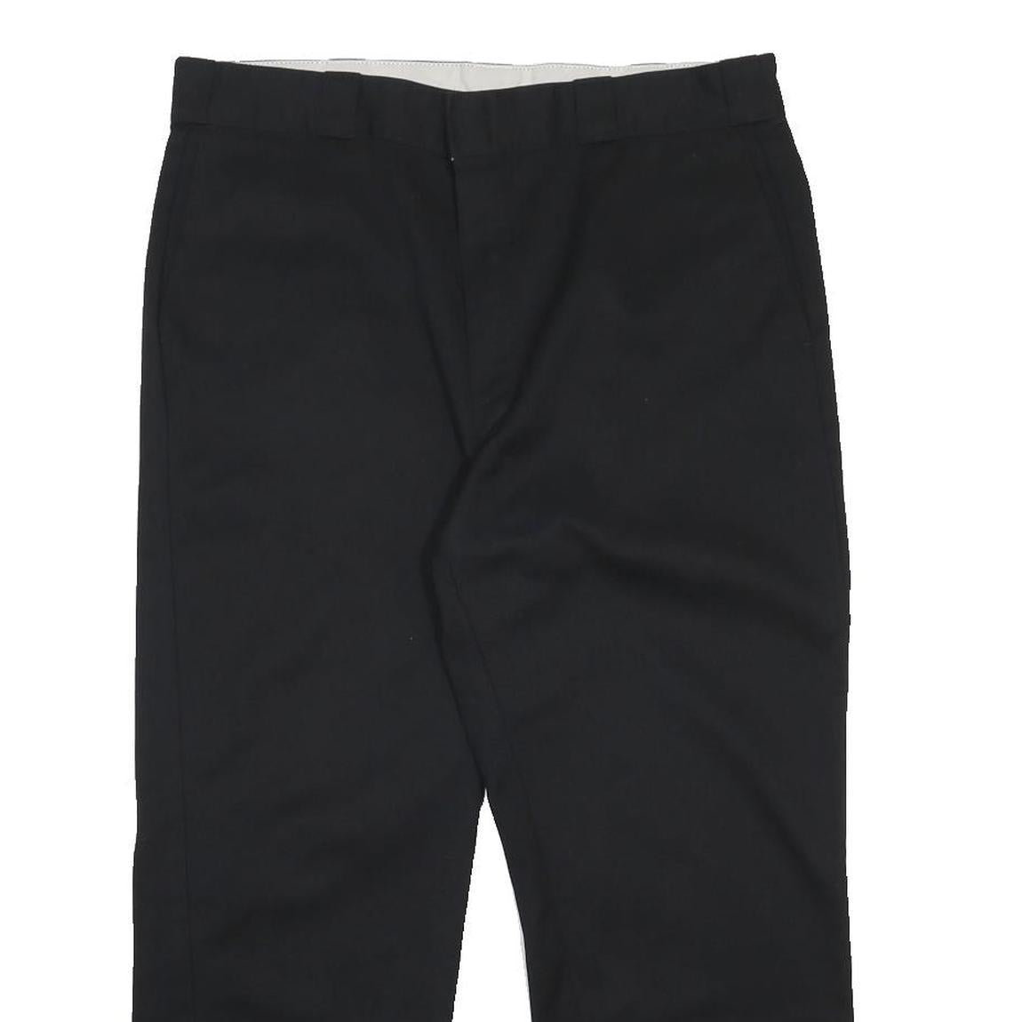 DICKIES Mens Cotton Blend Black Regular Fit Straight Leg Trousers W38 L27