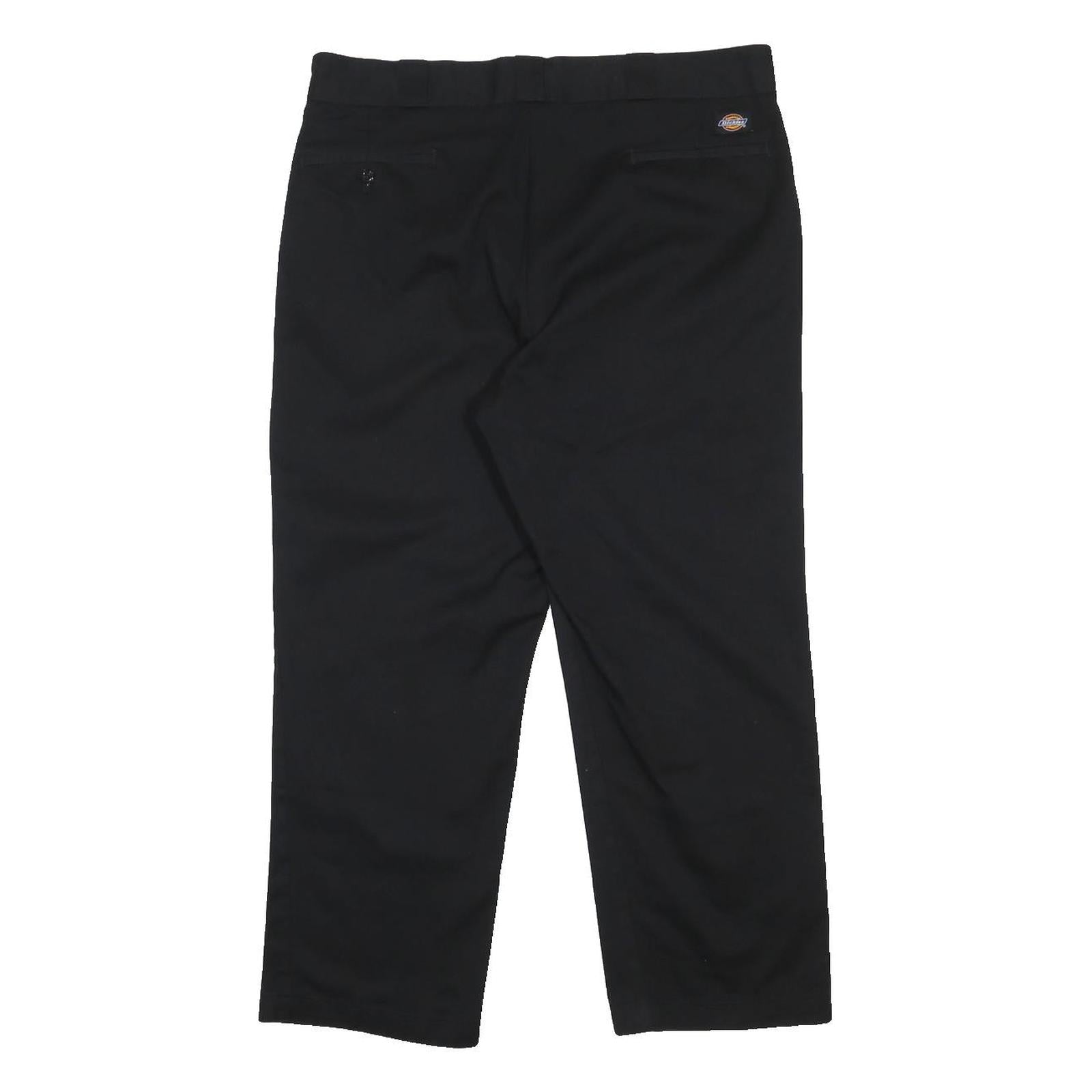 DICKIES Mens Cotton Blend Black Regular Fit Straight Leg Trousers W38 L27