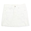AMERICAN EAGLE Womens White Cotton Blend Denim Mini Skirt UK 4 Distressed Casual