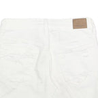 AMERICAN EAGLE Womens White Cotton Blend Denim Mini Skirt UK 4 Distressed Casual