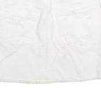 AMERICAN EAGLE Womens White Cotton Blend Denim Mini Skirt UK 4 Distressed Casual
