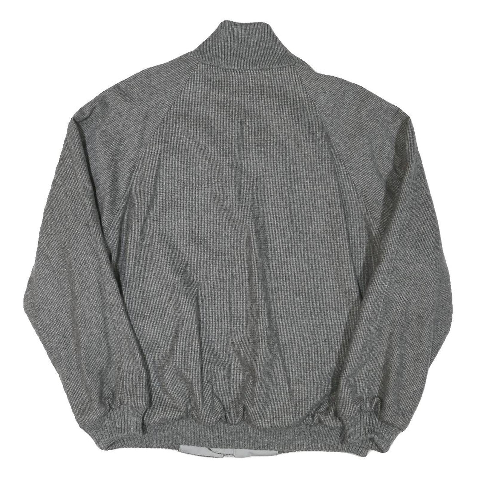 RENE D'ALLERT Mens Grey Wool Blend Jacket L Woven Classic Zip Casual Outerwear