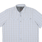 WRANGLER Mens Blue & Grey Check Shirt L Cotton Blend Casual Short Sleeve
