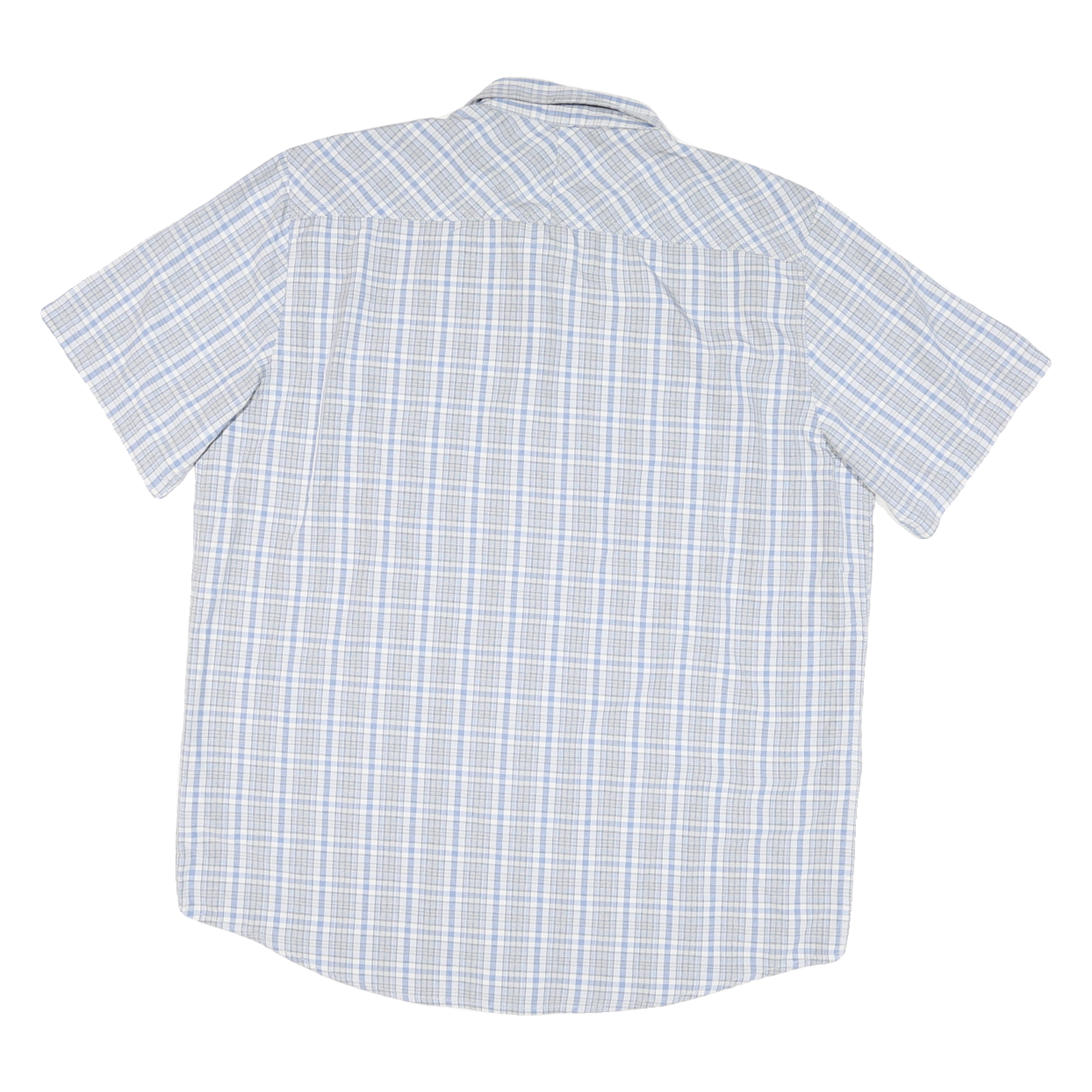 WRANGLER Mens Blue & Grey Check Shirt L Cotton Blend Casual Short Sleeve