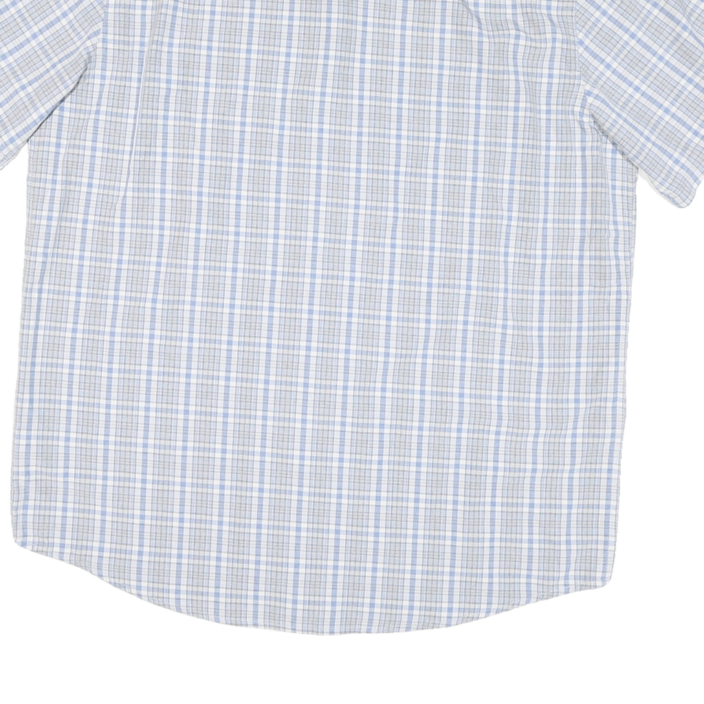 WRANGLER Mens Blue & Grey Check Shirt L Cotton Blend Casual Short Sleeve
