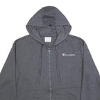 CHAMPION Mens Grey Full Zip Hoodie L Cotton Blend Casual Sweatshirt
