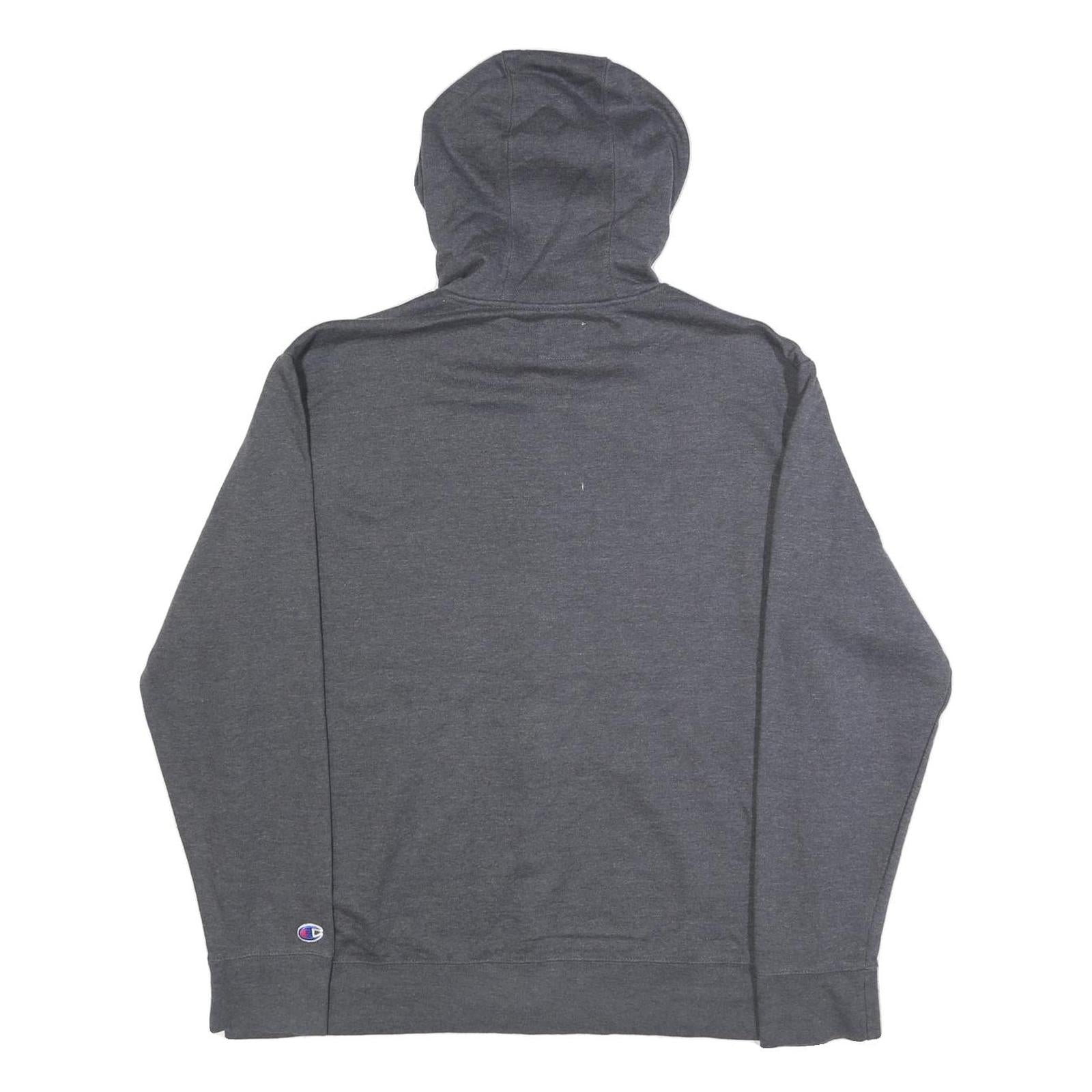 CHAMPION Mens Grey Full Zip Hoodie L Cotton Blend Casual Sweatshirt