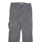 CARHARTT Mens Cotton Blend Grey Relaxed Cargo Trousers W34 L34 Workwear