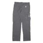 CARHARTT Mens Cotton Blend Grey Relaxed Cargo Trousers W34 L34 Workwear