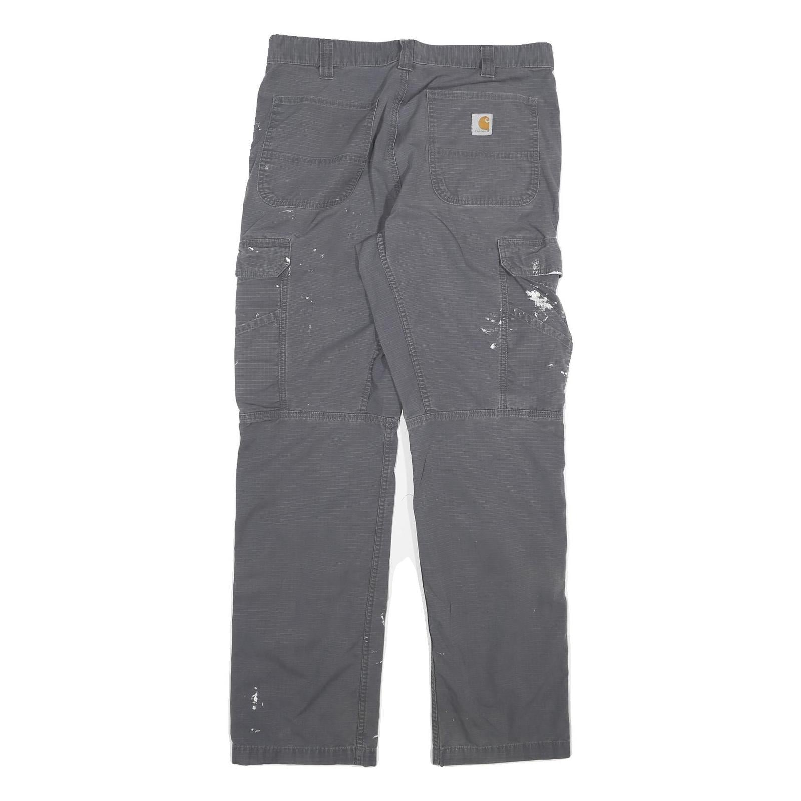 CARHARTT Mens Cotton Blend Grey Relaxed Cargo Trousers W34 L34 Workwear