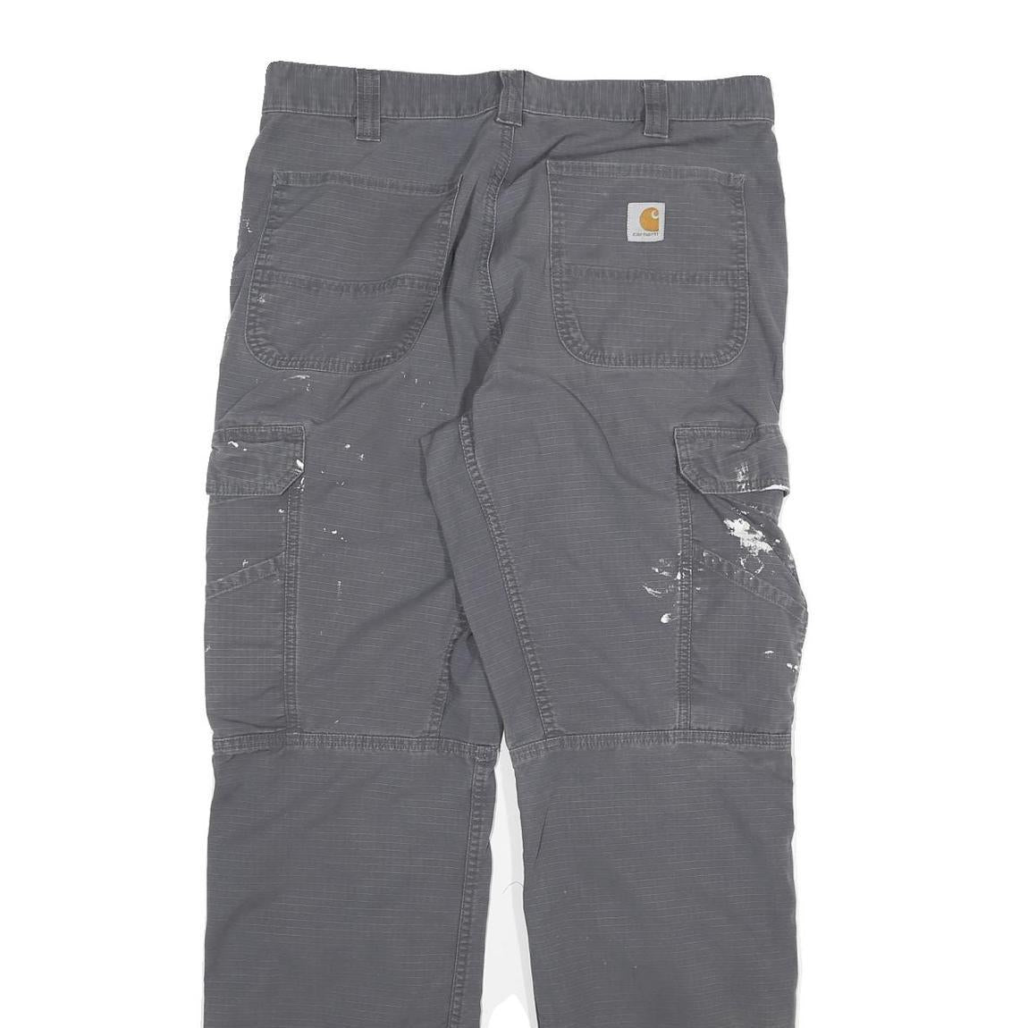 CARHARTT Mens Cotton Blend Grey Relaxed Cargo Trousers W34 L34 Workwear