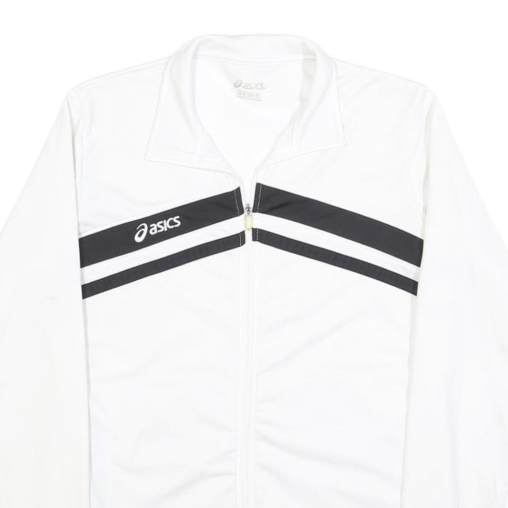 ASICS Mens White & Black Sports Zip Jacket S Polyester Track Top Casual