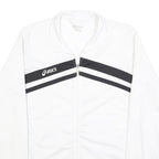 ASICS Mens White & Black Sports Zip Jacket S Polyester Track Top Casual