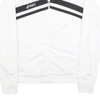 ASICS Mens White & Black Sports Zip Jacket S Polyester Track Top Casual