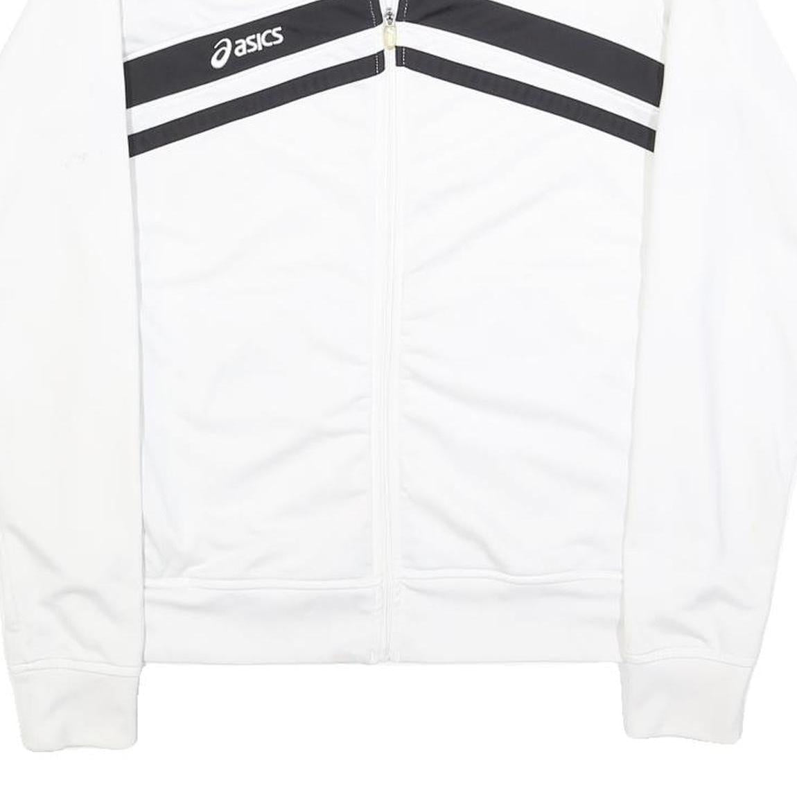 ASICS Mens White & Black Sports Zip Jacket S Polyester Track Top Casual