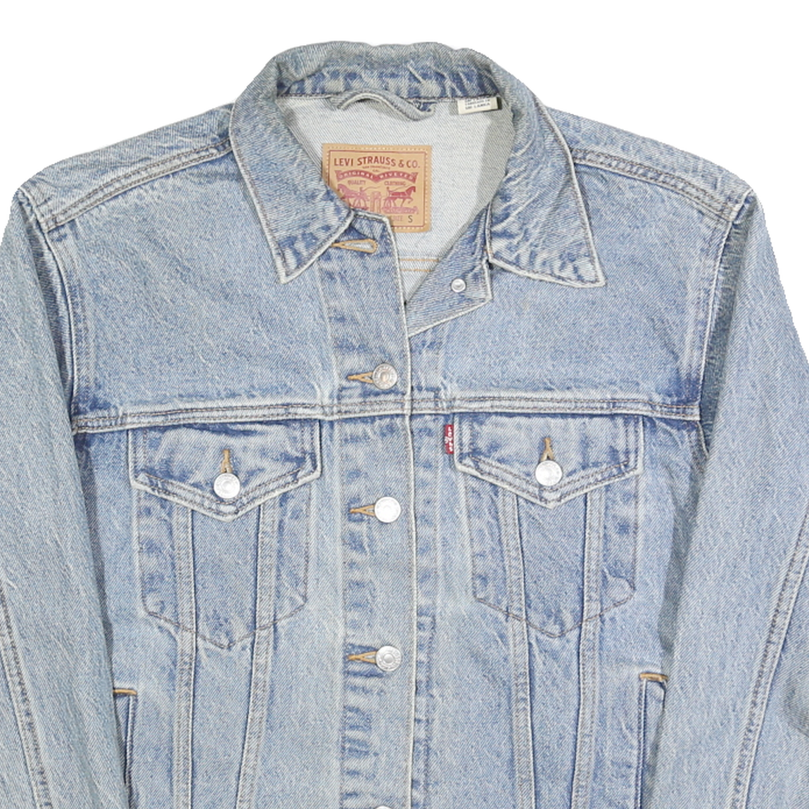 LEVI'S Womens Blue Denim Jacket S Cotton Classic Button Front Casual