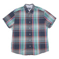 TOMMY HILFIGER Mens Blue & Green Checked Shirt XL Cotton Casual Summer Short