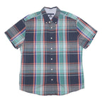 TOMMY HILFIGER Mens Blue & Green Checked Shirt XL Cotton Casual Summer Short