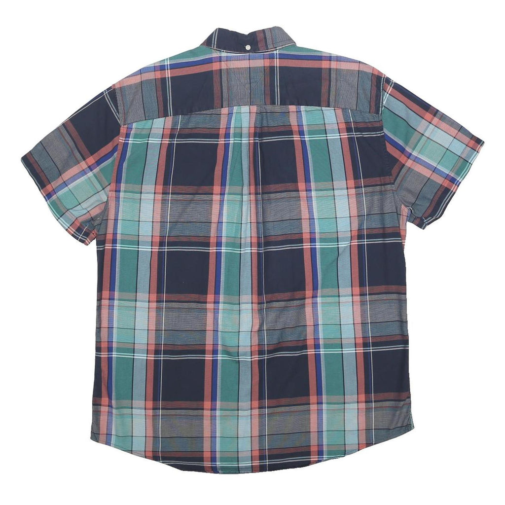 TOMMY HILFIGER Mens Blue & Green Checked Shirt XL Cotton Casual Summer Short