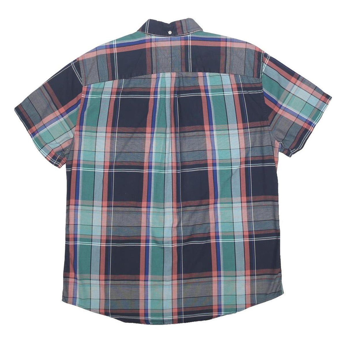 TOMMY HILFIGER Mens Blue & Green Checked Shirt XL Cotton Casual Summer Short