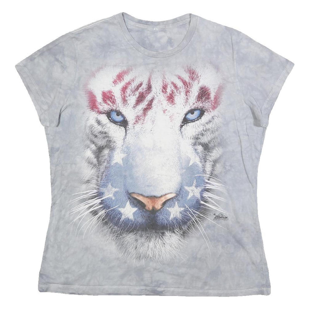 THE MOUNTAIN Womens Grey Graphic T-Shirt L Short Sleeve Crew Neck Cotton