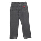 DICKIES Mens Black Regular Fit Straight Leg Denim Jeans W34 L29 Classic Workwear