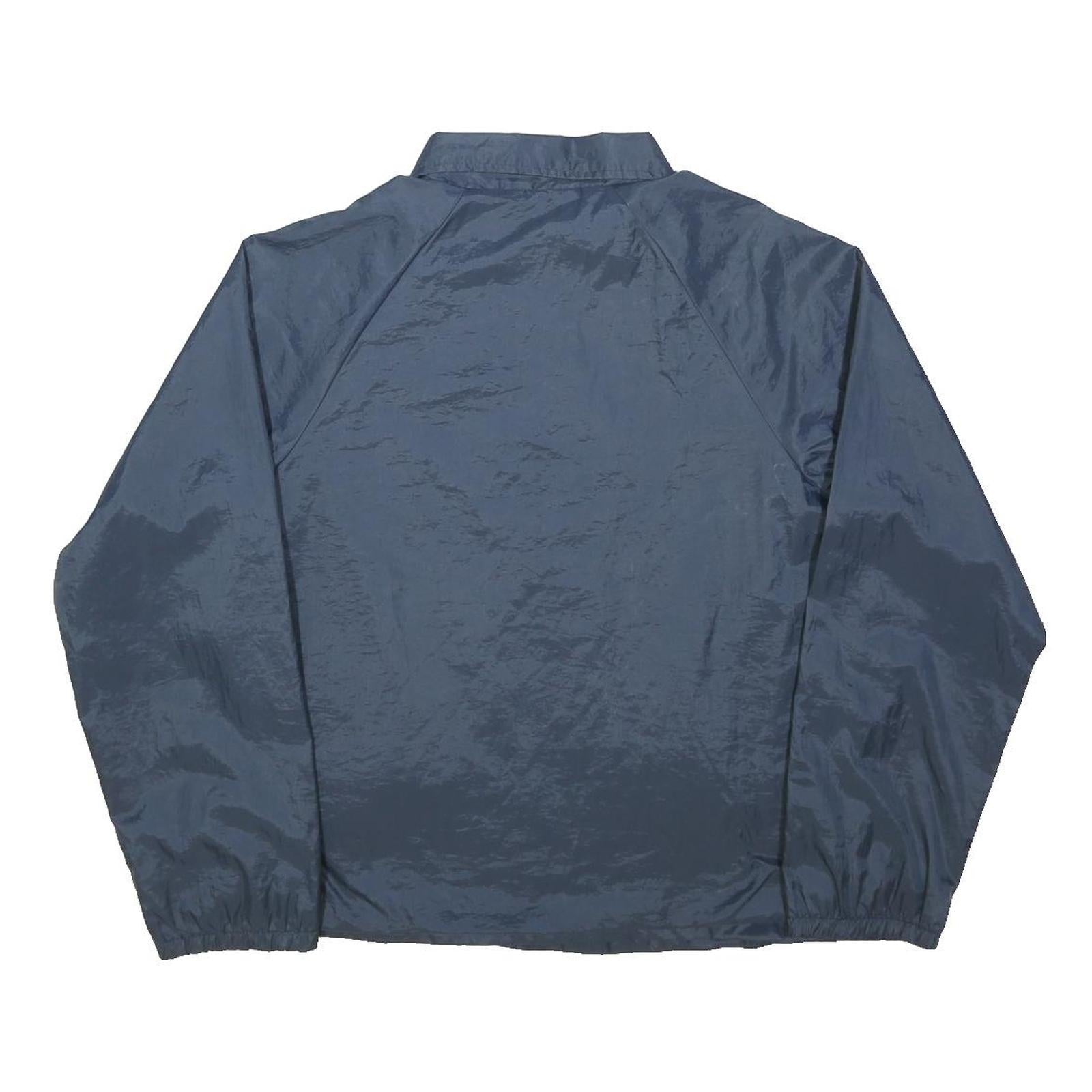ATHLETIC WORKS Mens Blue Coach Jacket M Nylon Plain Button Closure Casual