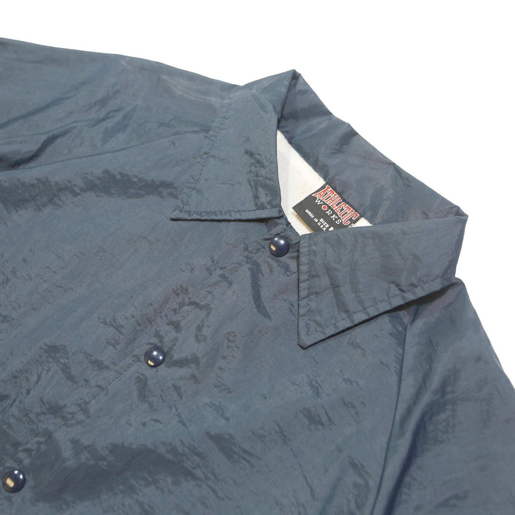 ATHLETIC WORKS Mens Blue Coach Jacket M Nylon Plain Button Closure Casual