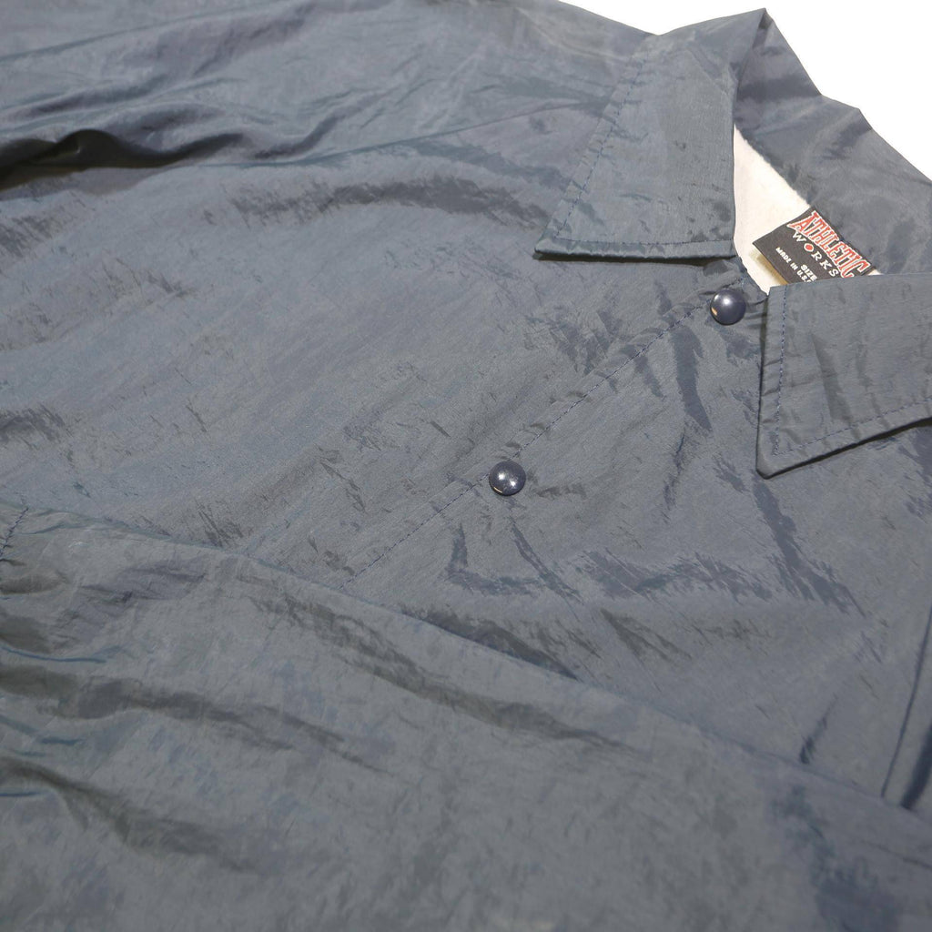 ATHLETIC WORKS Mens Blue Coach Jacket M Nylon Plain Button Closure Casual