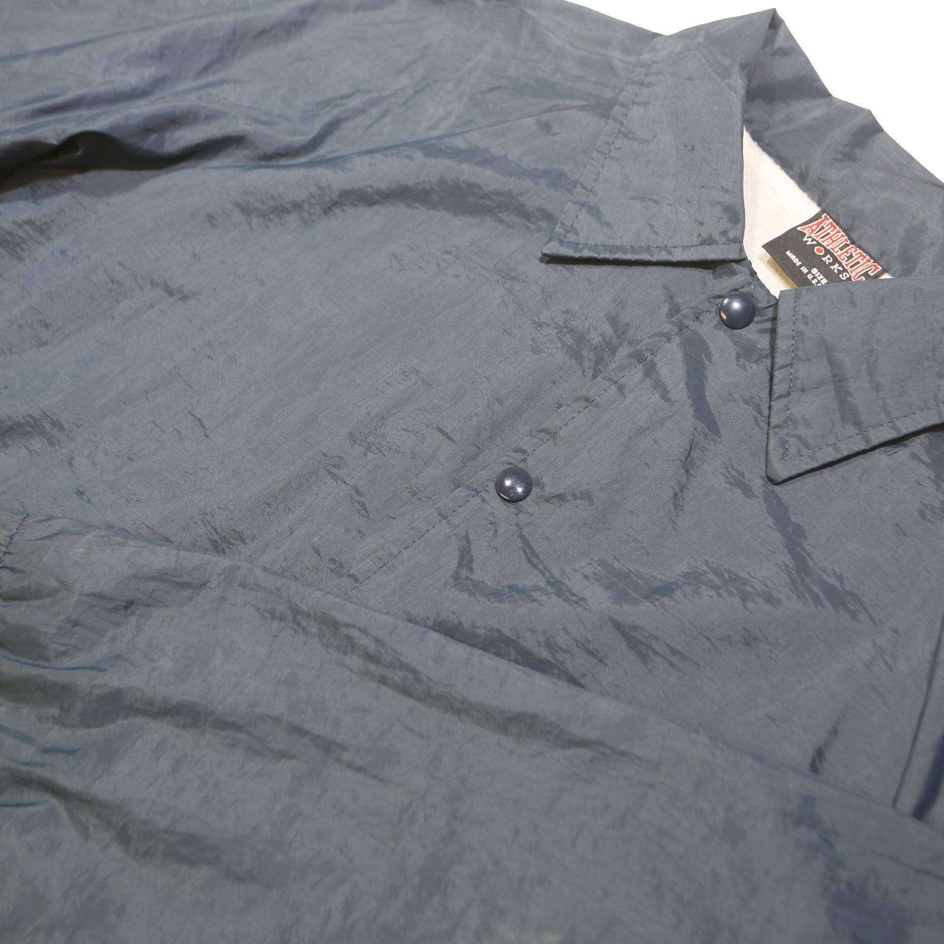 ATHLETIC WORKS Mens Blue Coach Jacket M Nylon Plain Button Closure Casual