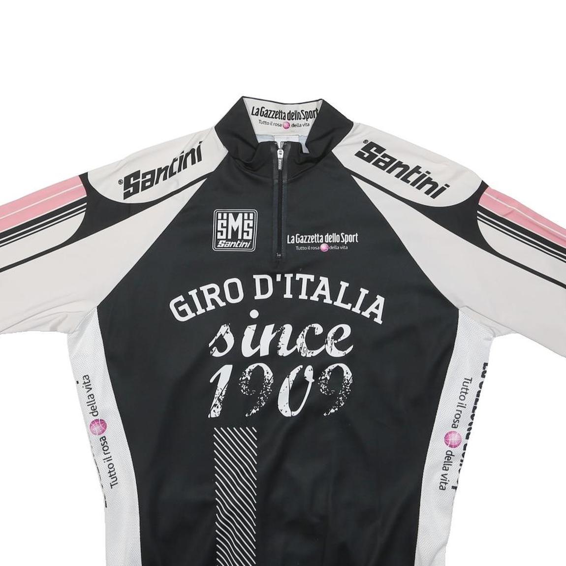 SANTINI Mens Black & White Giro D'Italia Cycling Jersey XL Short Sleeve Crew