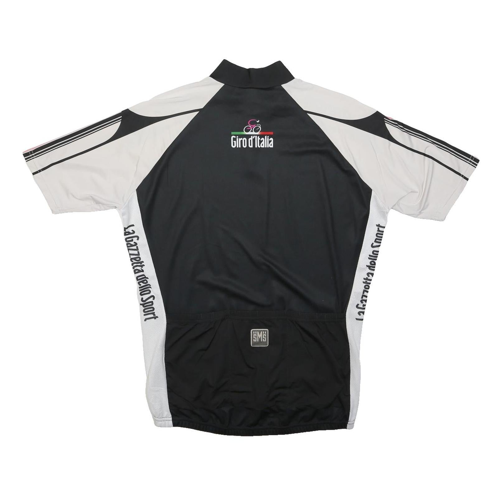 SANTINI Mens Black & White Giro D'Italia Cycling Jersey XL Short Sleeve Crew
