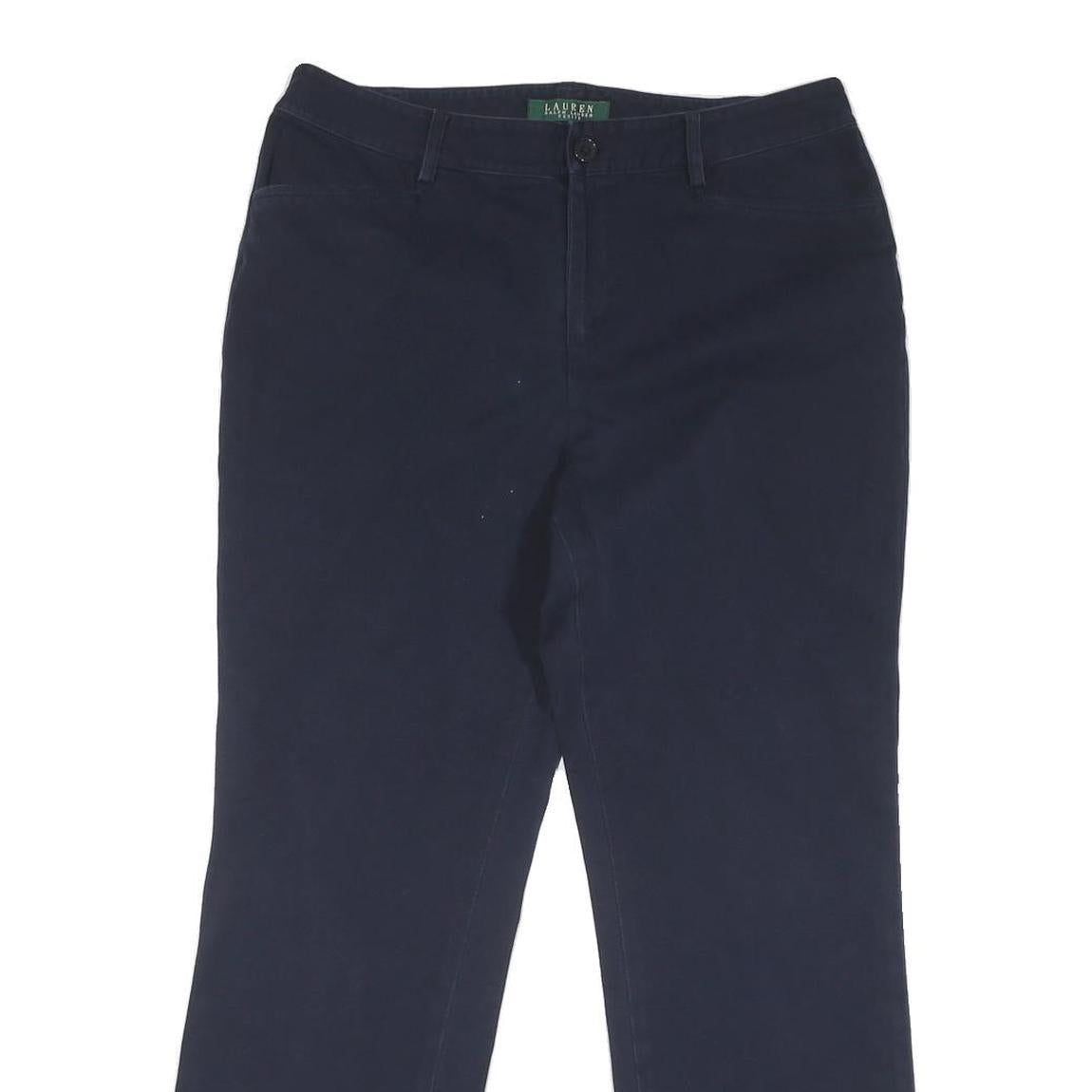 LAUREN RALPH LAUREN Womens Cotton Blend Navy Regular Fit Straight Trousers W33
