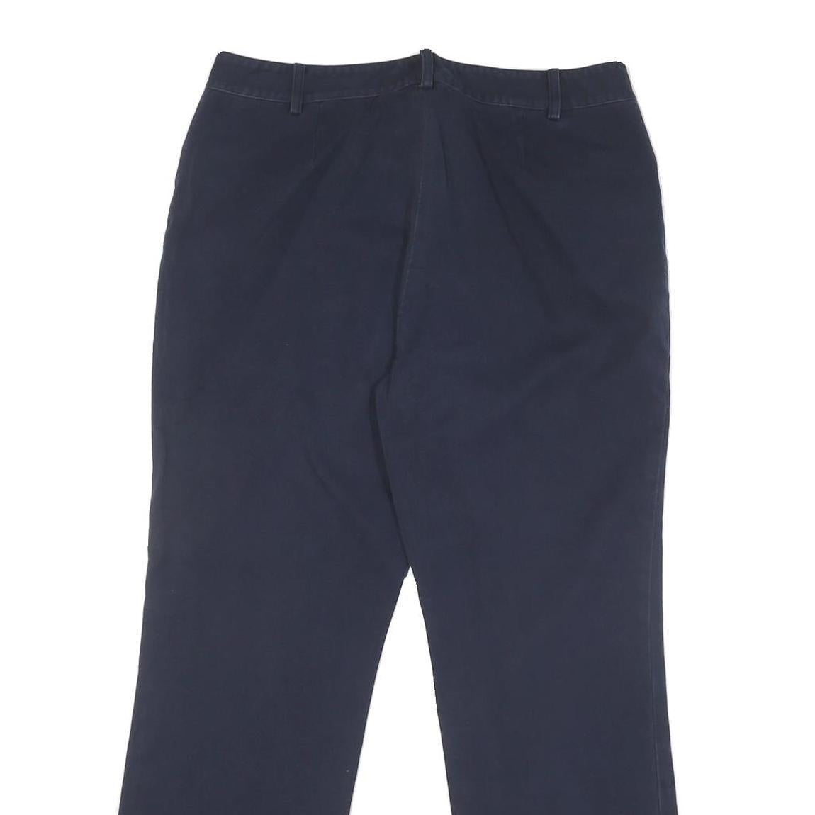 LAUREN RALPH LAUREN Womens Cotton Blend Navy Regular Fit Straight Trousers W33