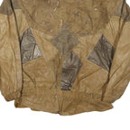 WINLIT Mens Beige & Brown Leather Bomber Jacket L Patchwork Zip