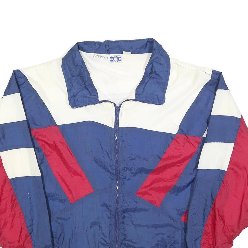 PRO SPIRIT Mens Blue & White & Red Zip Front Nylon Jacket L Casual Sport