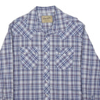 WRANGLER Mens Blue White Plaid Shirt L Western Retro Cotton Blend Casual