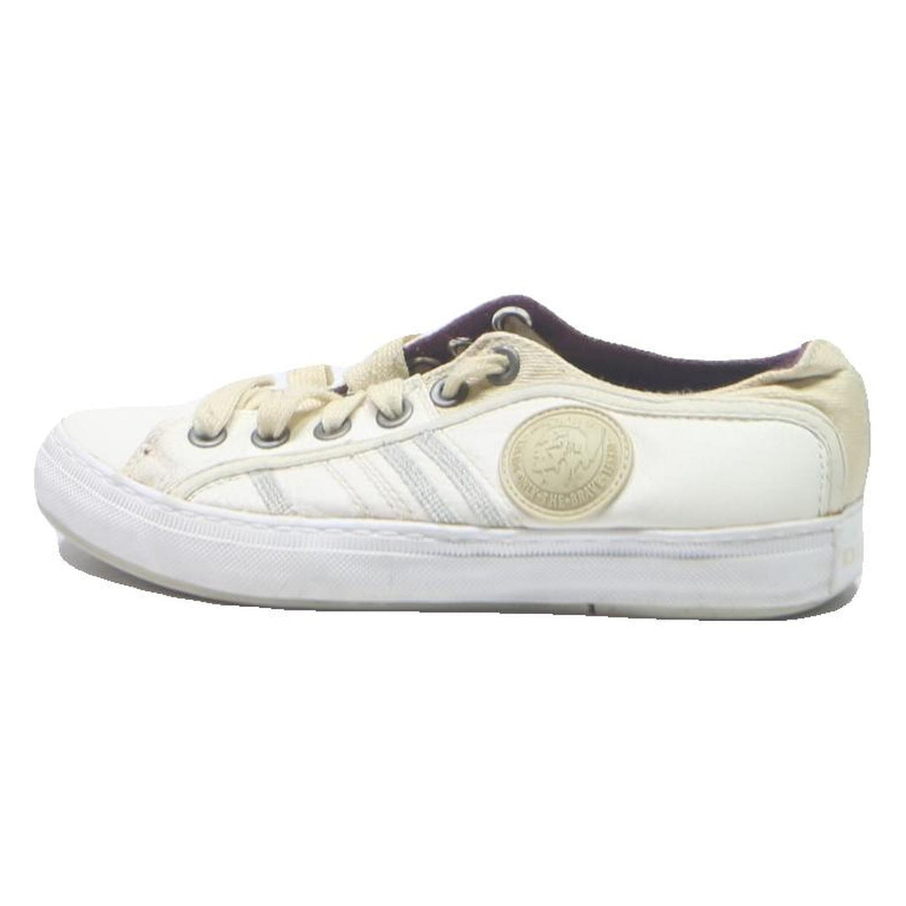 DIESEL Womens Casual Synthetic Low Top Trainers White Cream UK 3 Comfortable