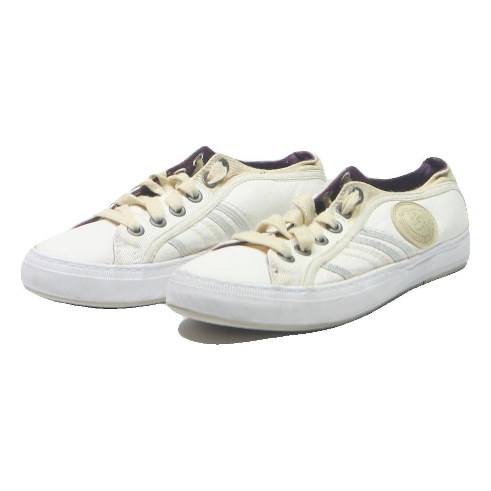 DIESEL Womens Casual Synthetic Low Top Trainers White Cream UK 3 Comfortable
