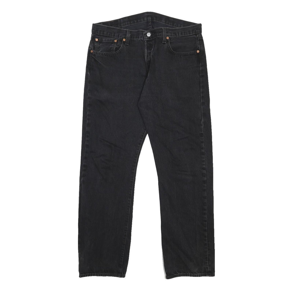 LEVI'S 501 Mens Jeans Black Regular Straight Denim Medium W38 L34 Button Fly
