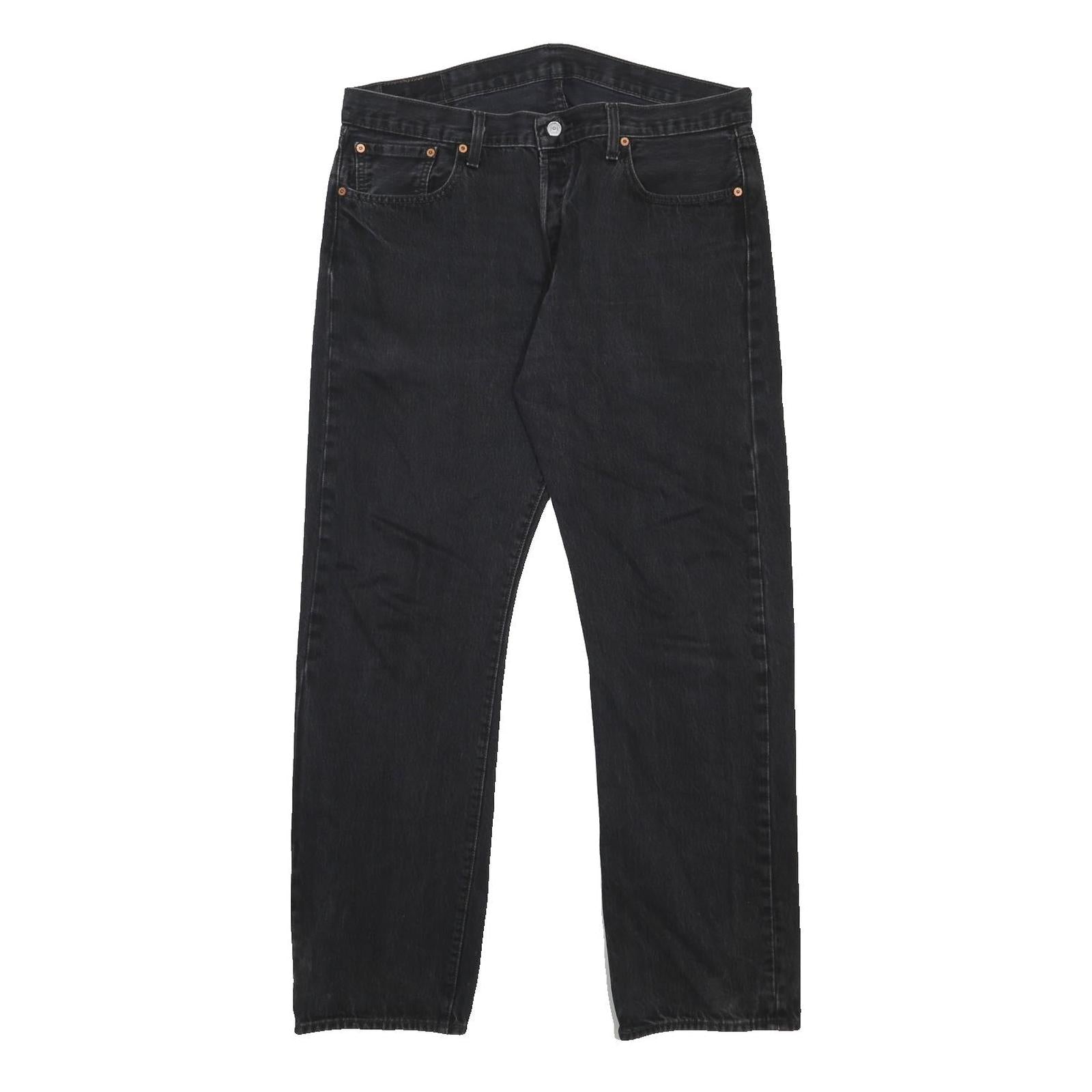 LEVI'S 501 Mens Jeans Black Regular Straight Denim Medium W38 L34 Button Fly