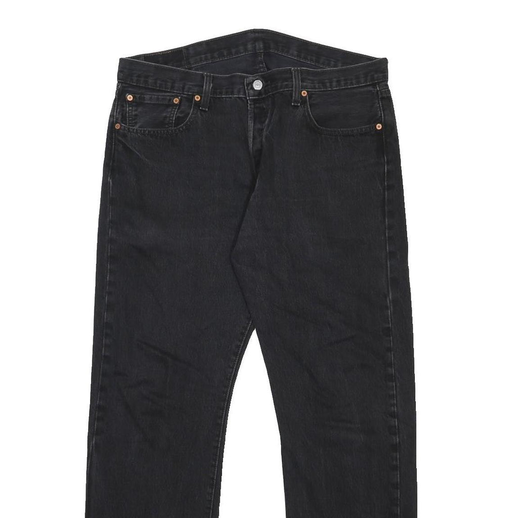 LEVI'S 501 Mens Jeans Black Regular Straight Denim Medium W38 L34 Button Fly