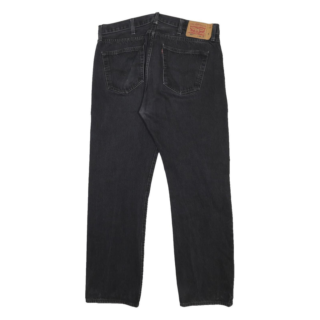 LEVI'S 501 Mens Jeans Black Regular Straight Denim Medium W38 L34 Button Fly