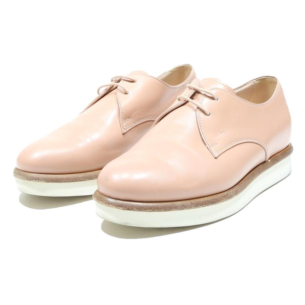 TOD'S Leather Womens Derby Shoes Beige UK 4 Classic Soft Leather Casual