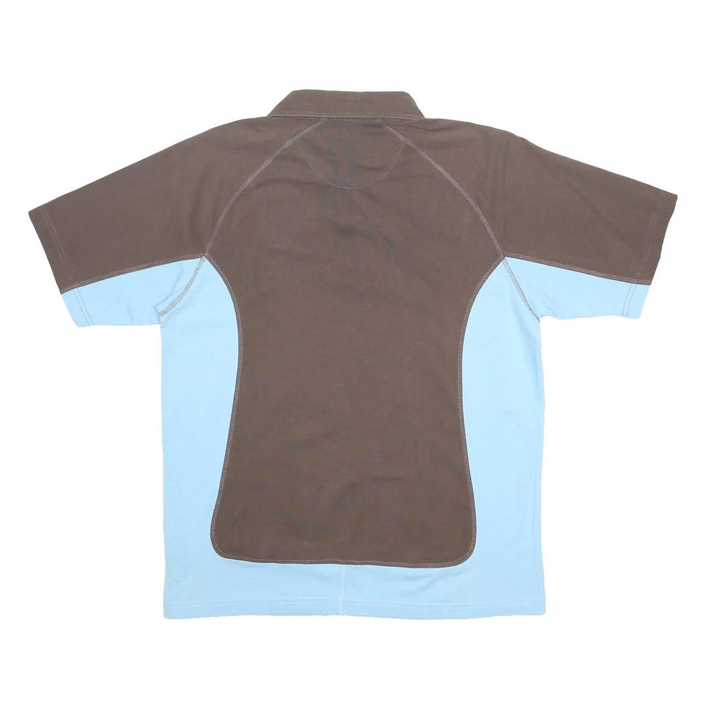 KAPPA Mens Brown & Blue Cotton Short Sleeve Polo Shirt L Italy Crest Logo