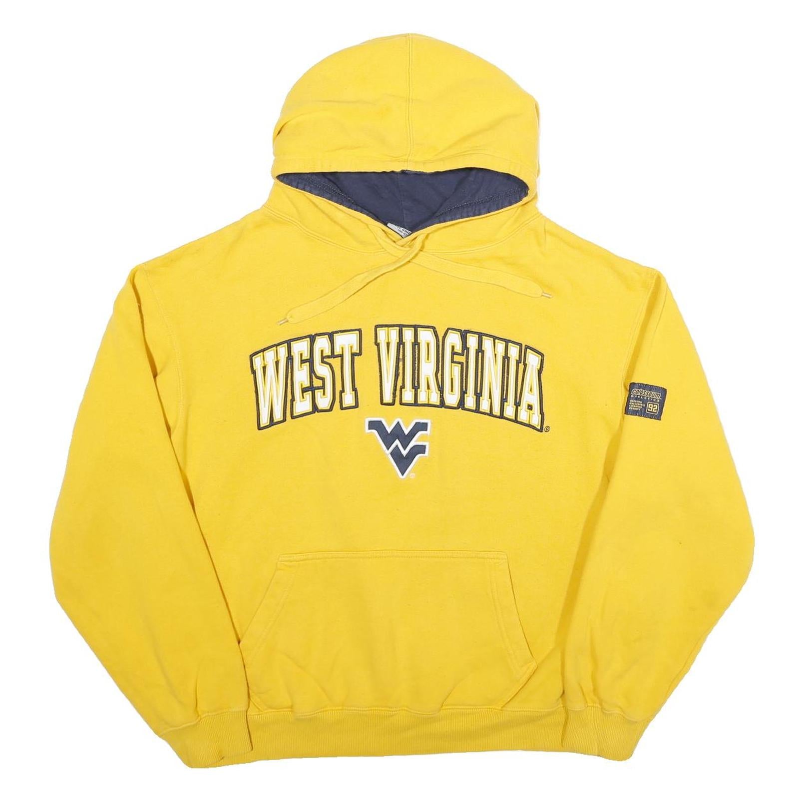 COLOSSEUM Mens Yellow West Virginia Hoodie L Casual Cotton Blend Pullover