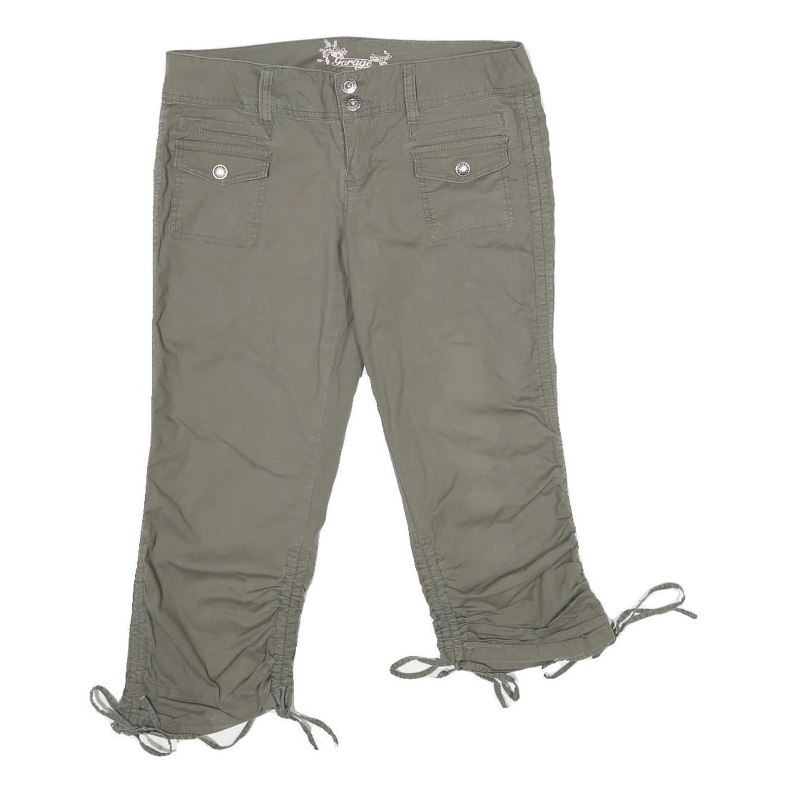 GARAGE Womens Shorts Green Casual Cotton Blend M W30 Button Closure Pockets