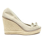 TORY BURCH Womens Wedge Espadrille Shoes Beige Synthetic UK 9 Summer Casual