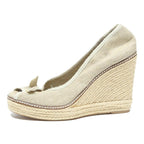 TORY BURCH Womens Wedge Espadrille Shoes Beige Synthetic UK 9 Summer Casual
